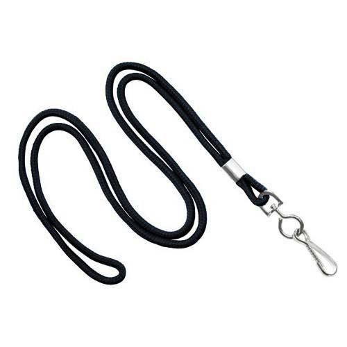 Black Lanyard<br>36" Long<br>1/16" Diameter With Swivel Hook