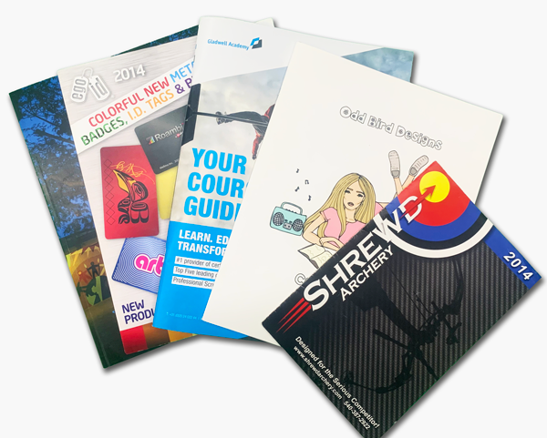 Catalogs & Booklets<br>Full Color<br>Choose Size<br># of Pages<br>5-7 days